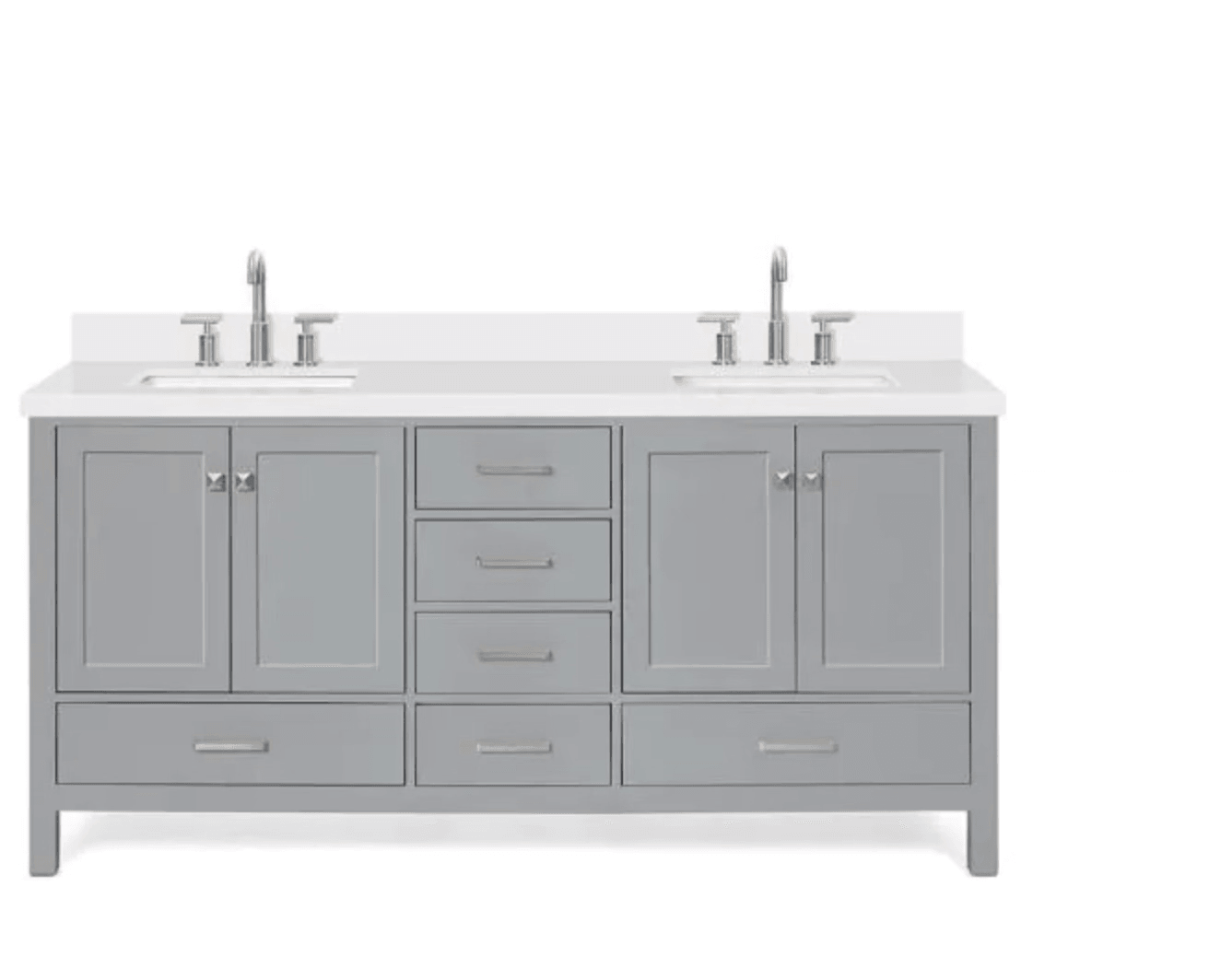 Cambridge 73 in. W x 22 in. D x 35 in. H Bath Vanity in Grey with Quartz Vanity Top in White with White Basin - Super Arbor