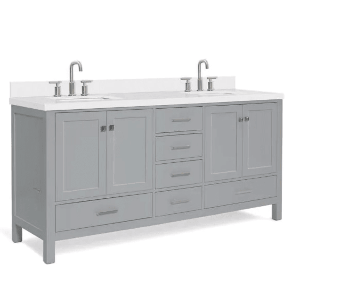 Cambridge 73 in. W x 22 in. D x 35 in. H Bath Vanity in Grey with Quartz Vanity Top in White with White Basin - Super Arbor