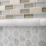 Carrara White .75 in. x 12 in. Honed Marble Wall Pencil Tile (1 Linear Foot) - Super Arbor