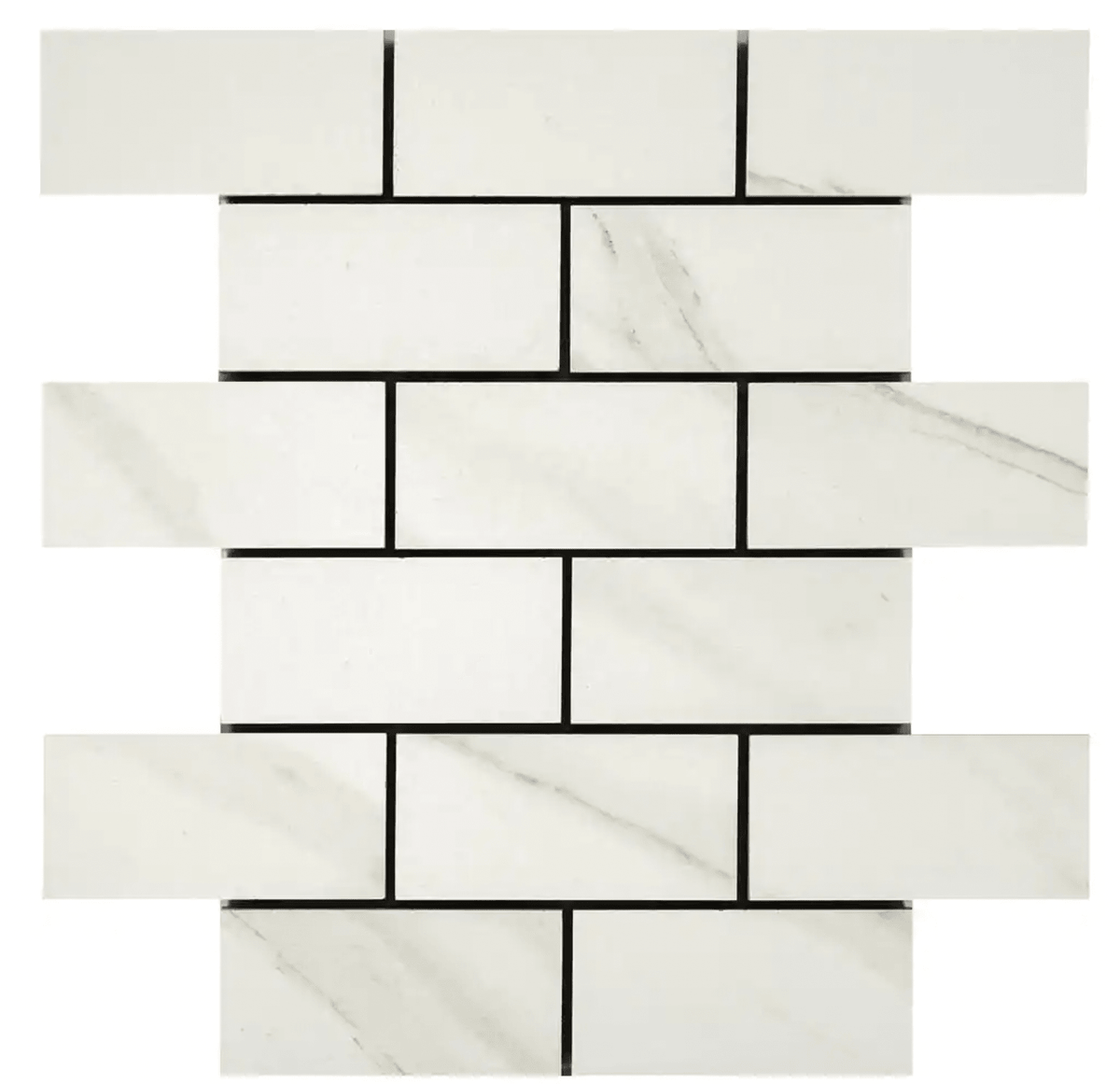 Daltile Selwyn Bianco Calacatta Brick Joint 12 in. x 12 in. x 6.35mm Glazed Ceramic Mosaic Wall Tile - Super Arbor