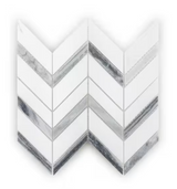 Glacier Edge White and Gray 9.875 in. x 11.25 in. Chevron Honed Marble Floor and Wall Mosaic Tile (0.771 sq. ft./Each)