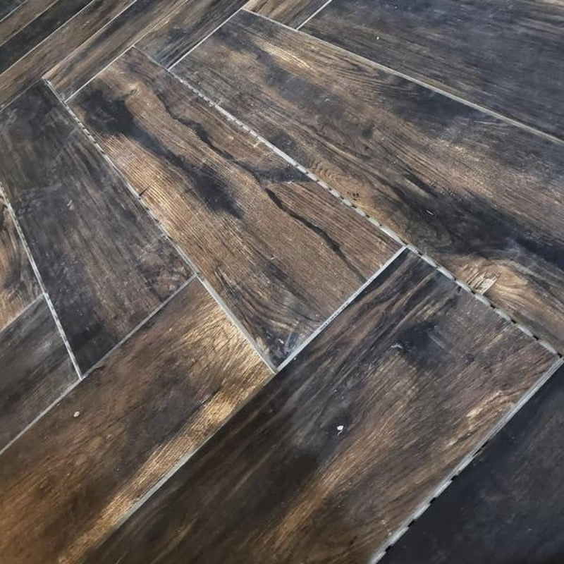 Smoked Hickory 8 in. x 36 in. Porcelain Floor and Wall Tile (13.6 sq. ft. / case)