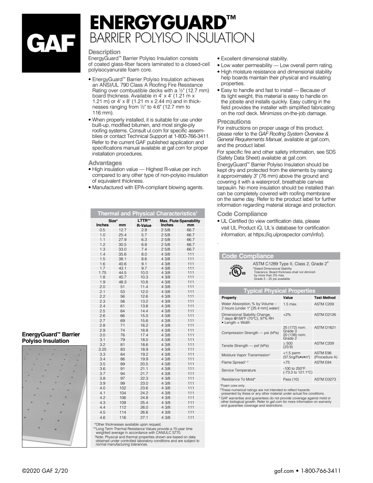 GAF EnergyGuard Barrier Flat ISO 0.5" x 4' x 8'