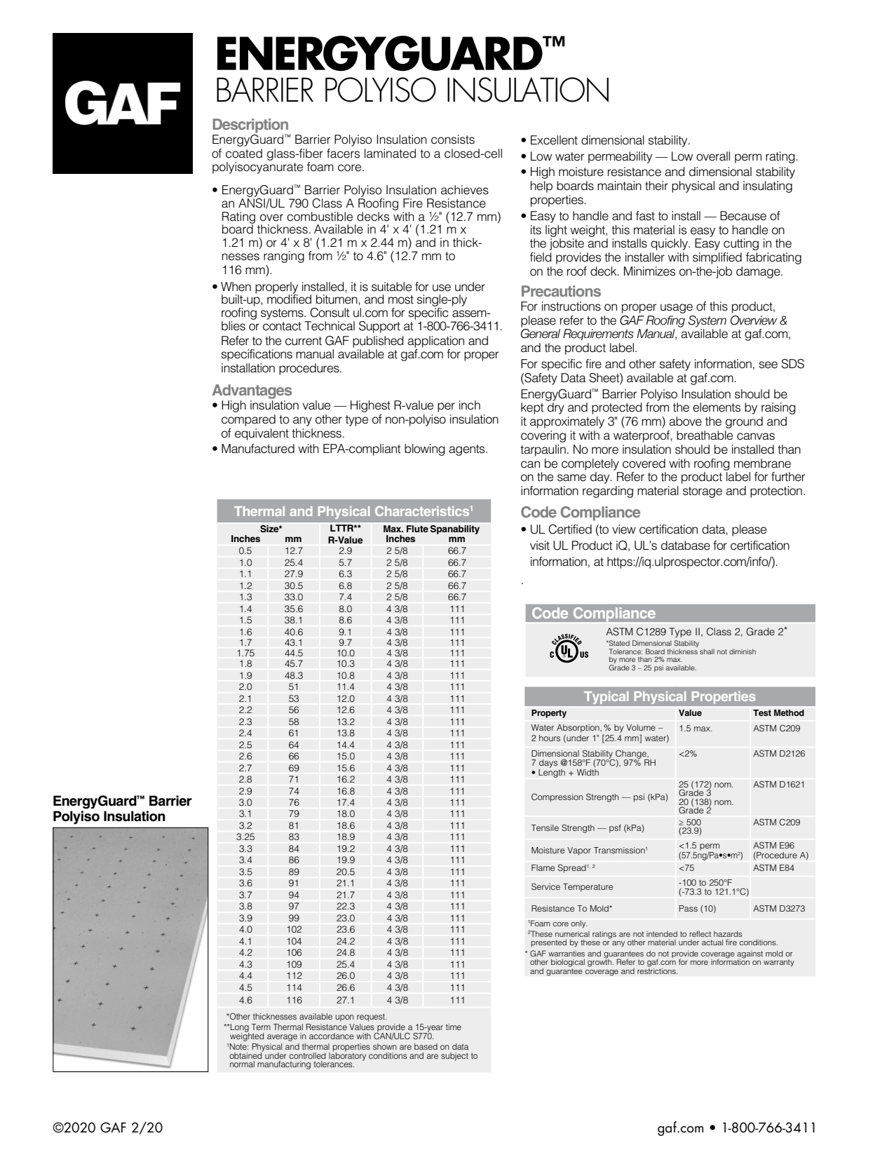 GAF EnergyGuard Barrier Flat ISO 0.5" x 4' x 8'