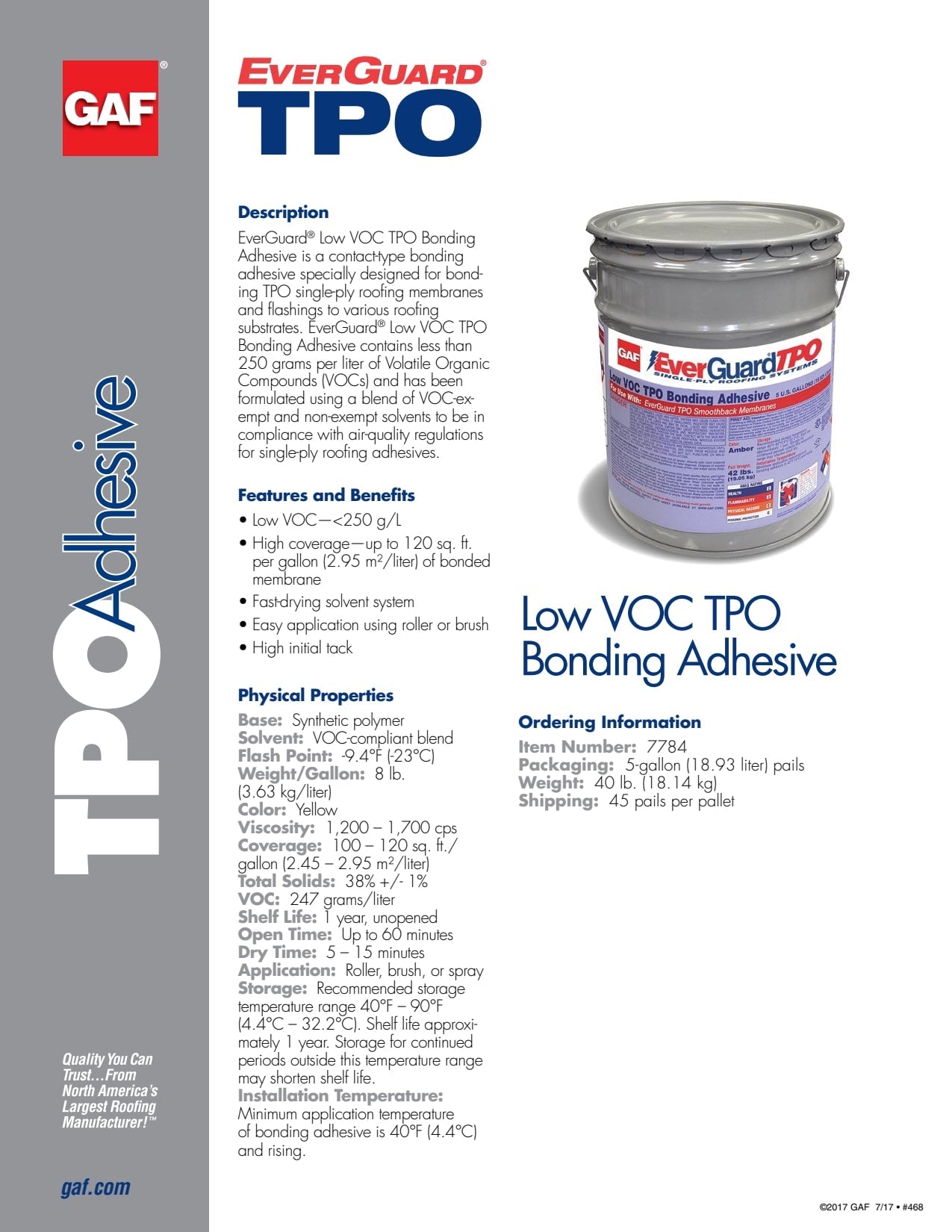 GAF EverGuard TPO Low-VOC Bonding Adhesive 6 Square
