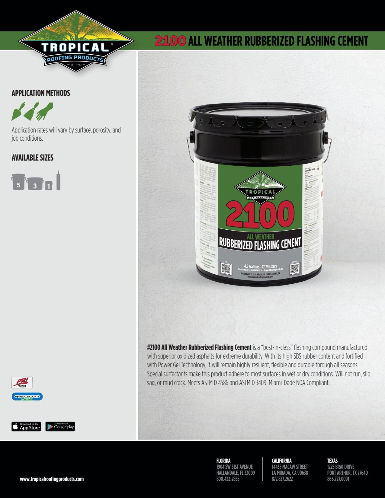 Tropical #2100 All Weather Rubberized Flashing Cement 10 oz