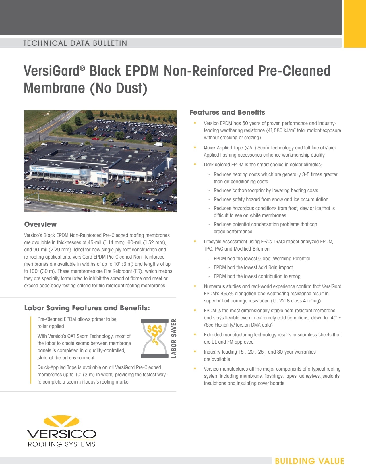 Versico VersiGard EPDM FR Reinforced Membrane .060" x 10' x 100'