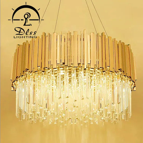 DLSS Lighting Co., Ltd Stainless Steel Crystal LED Light Source Style Decorative Chandelier