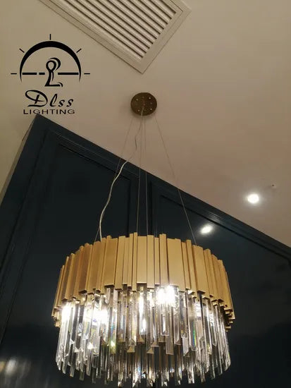 DLSS Lighting Co., Ltd Stainless Steel Crystal LED Light Source Style Decorative Chandelier