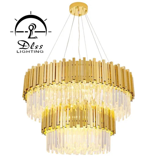 DLSS Lighting Co., Ltd Stainless Steel Crystal LED Light Source Style Decorative Chandelier