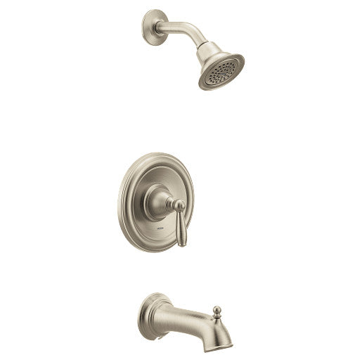 Moen Brantford Single-Handle 1-Spray Posi-Temp Tub and Shower Faucet Trim Kit in Brushed Nickel with Valve Included