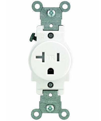 Leviton 20 Amp 125-Volt Commercial Grade Tamper-Resistant Single Outlet, White