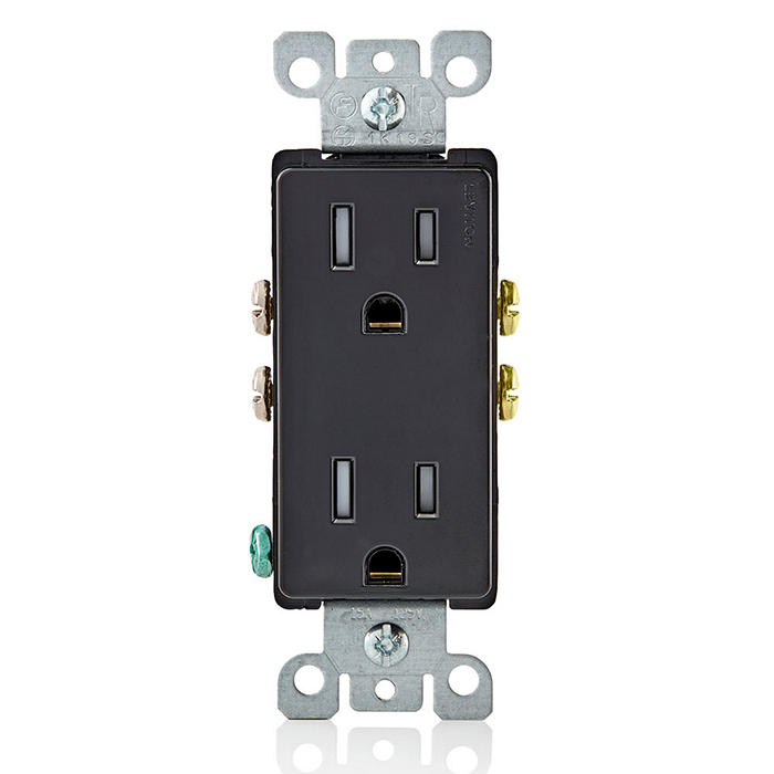 Leviton Decora 15 Amp Tamper-Resistant Duplex Outlet, Black