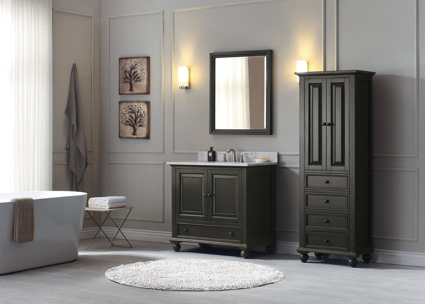 Avanity Thompson 24"W x 16"D x 68"H Charcoal Glaze Linen Cabinet