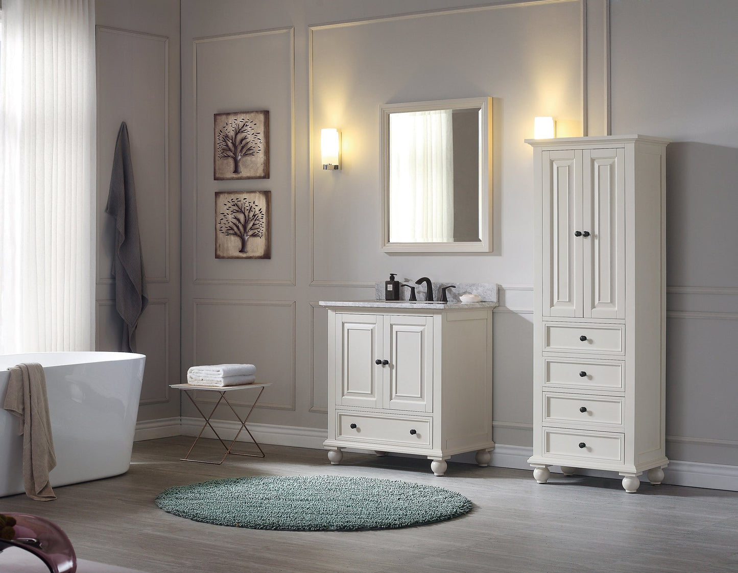 Avanity Thompson 24"W x 16"D x 68"H French White Linen Cabinet