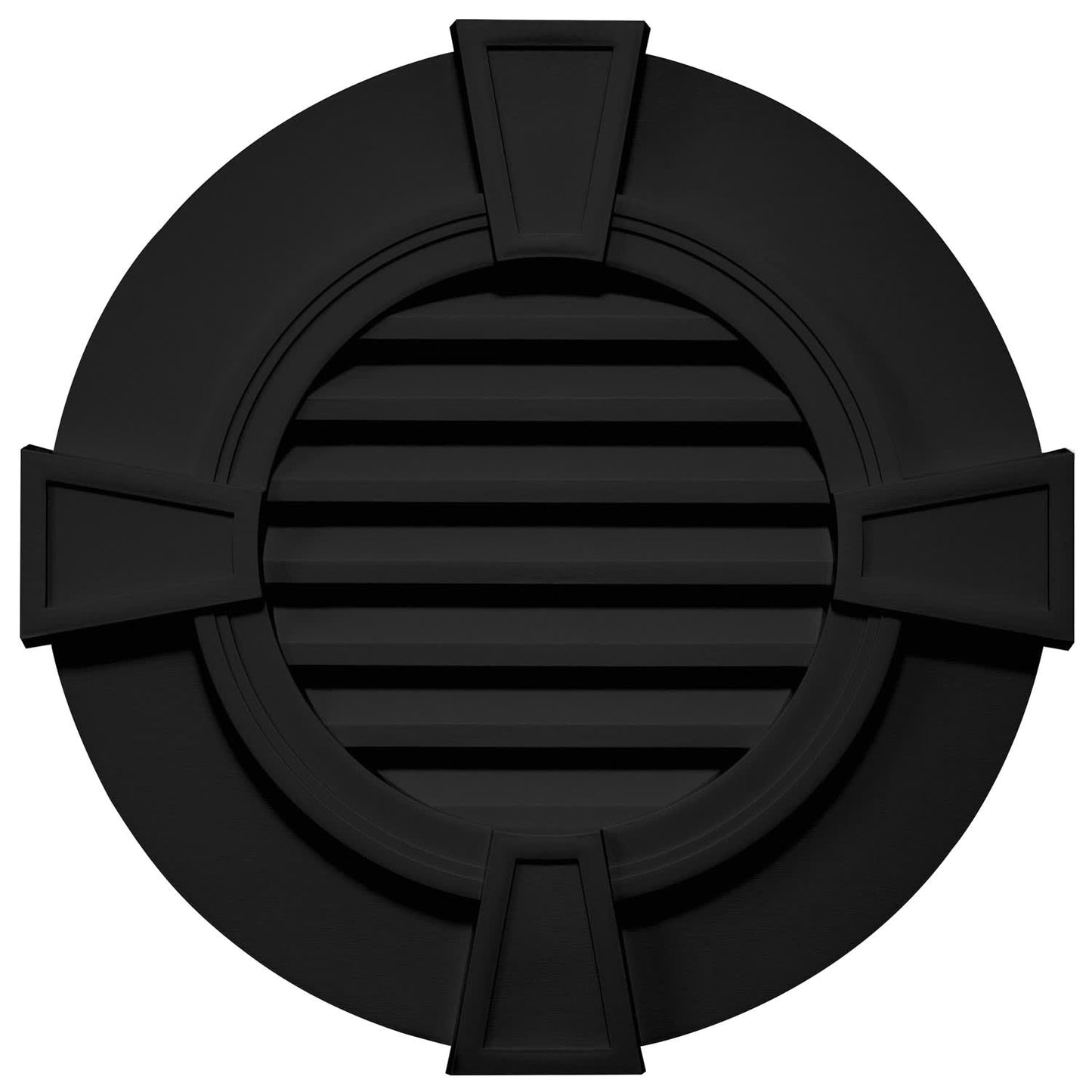 TopShield Round Designer Gable Vent 002 Black 30" with Keystones