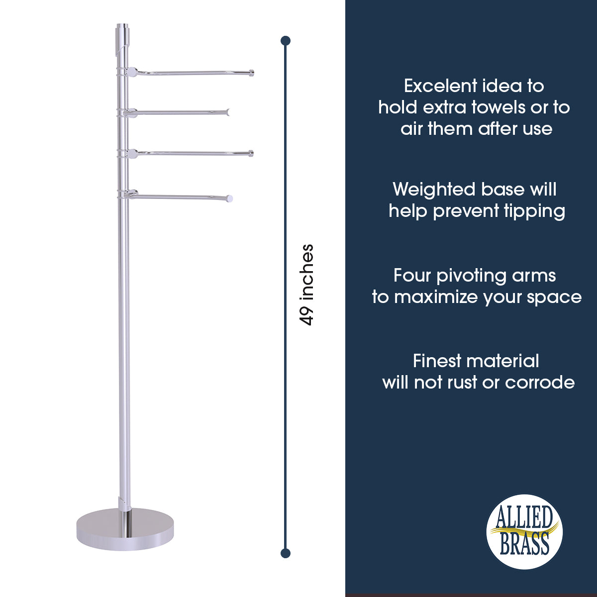 Allied Brass Floor Standing 49-in 4 Pivoting Swing Arm Towel Holder in Venetian Bronze