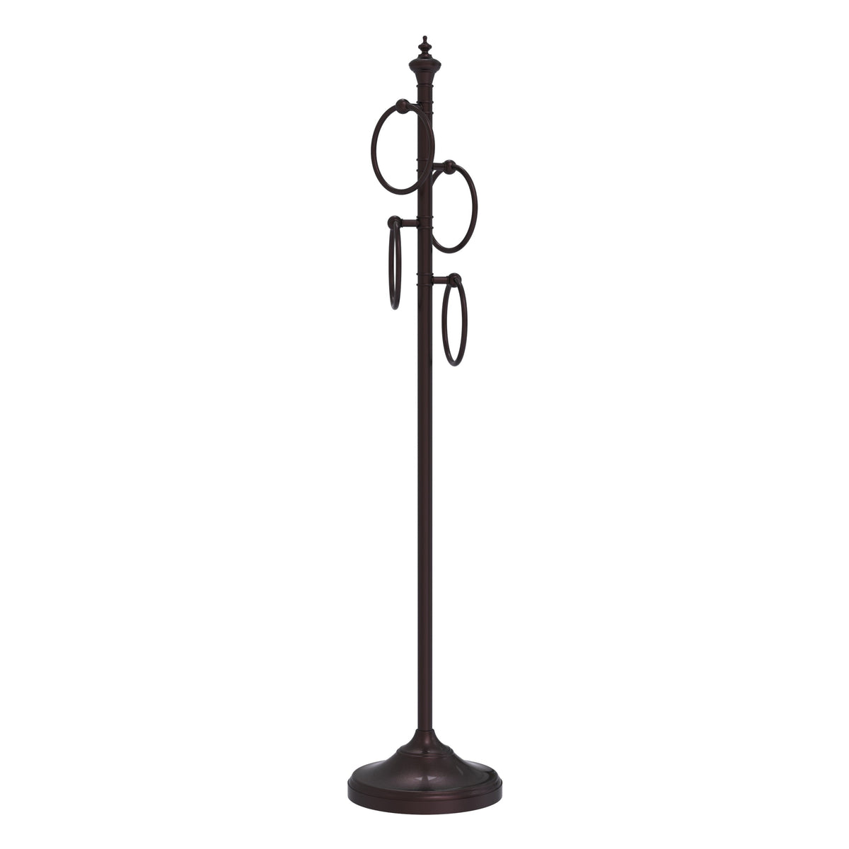 Allied Brass Oil-Rubbed Bronze Freestanding 4-Ring Towel Rack, Solid Brass, 49 in Tall