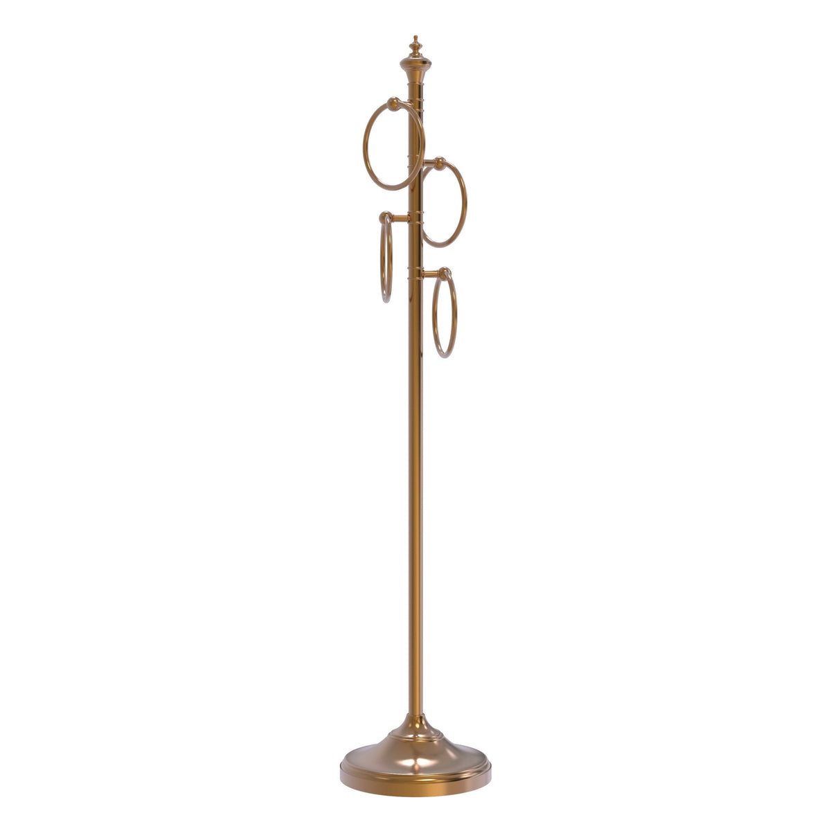 Allied Brass Satin Nickel Freestanding 4-Ring Towel Stand, Solid Brass, 49 in Tall