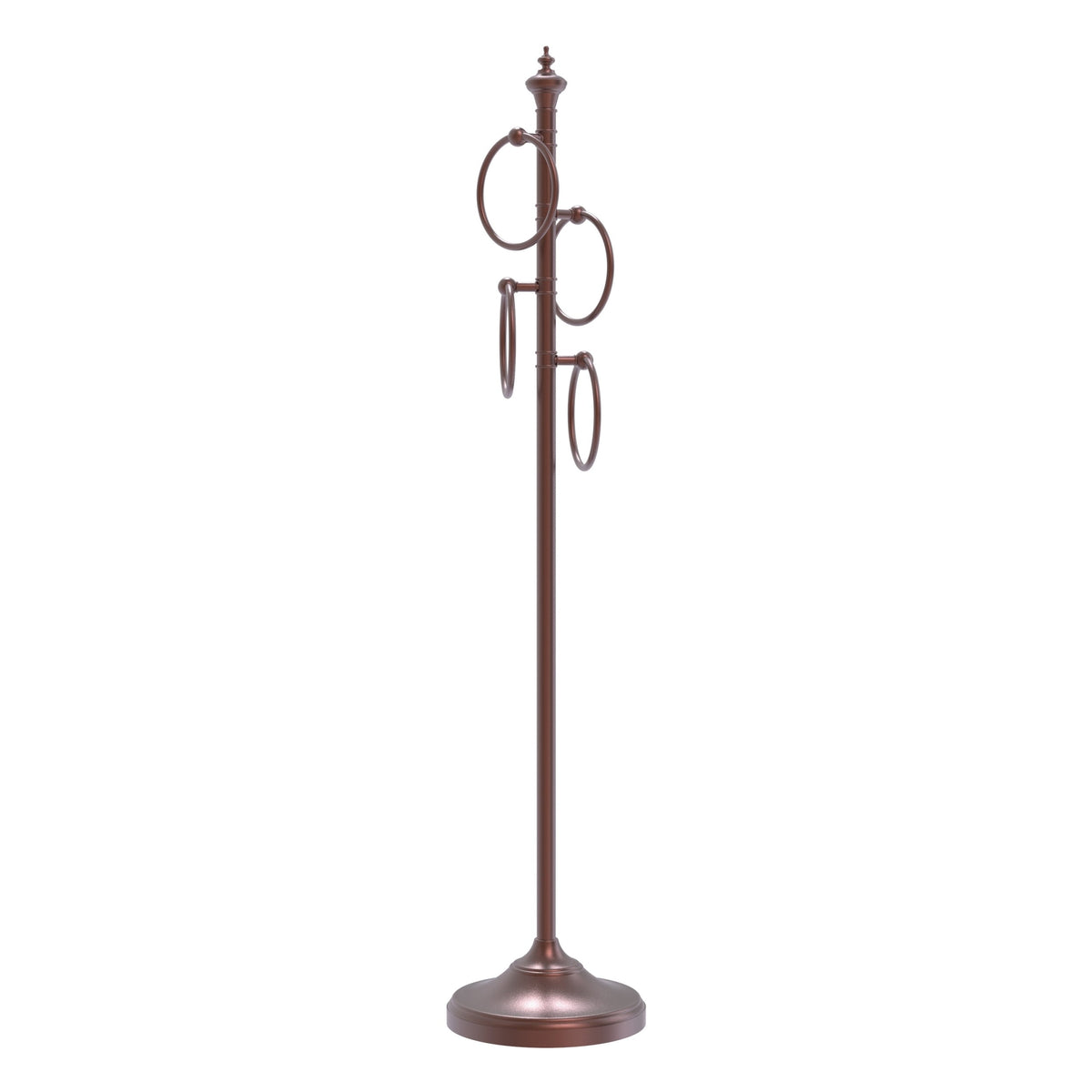 Allied Brass Satin Nickel Freestanding 4-Ring Towel Stand, Solid Brass, 49 in Tall