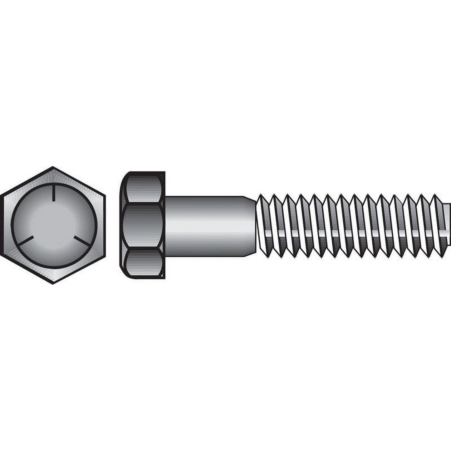 Hillman 3/8 in. Diameter x 2 in. Length Heat-Treated Zinc Steel Hex Head Cap Screw, 100-Pack