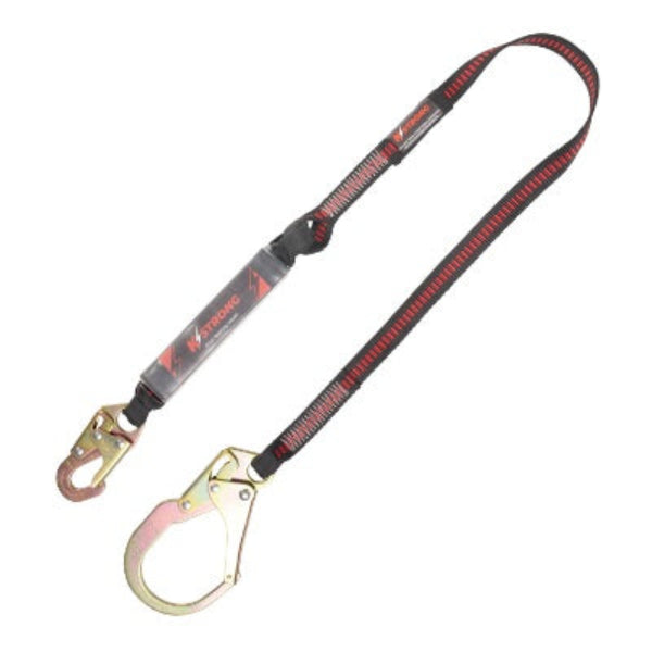 Shock Absorbing Lanyard - Clear Shock Pack - 1 Snap Hook - 1 Rebar Hook - 6ft