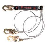 Shock Absorbing Lanyard - Clear Shock Pack - Wire Cable Leading Edge - Twin Leg - 3 Snap Hooks - 6ft image 2