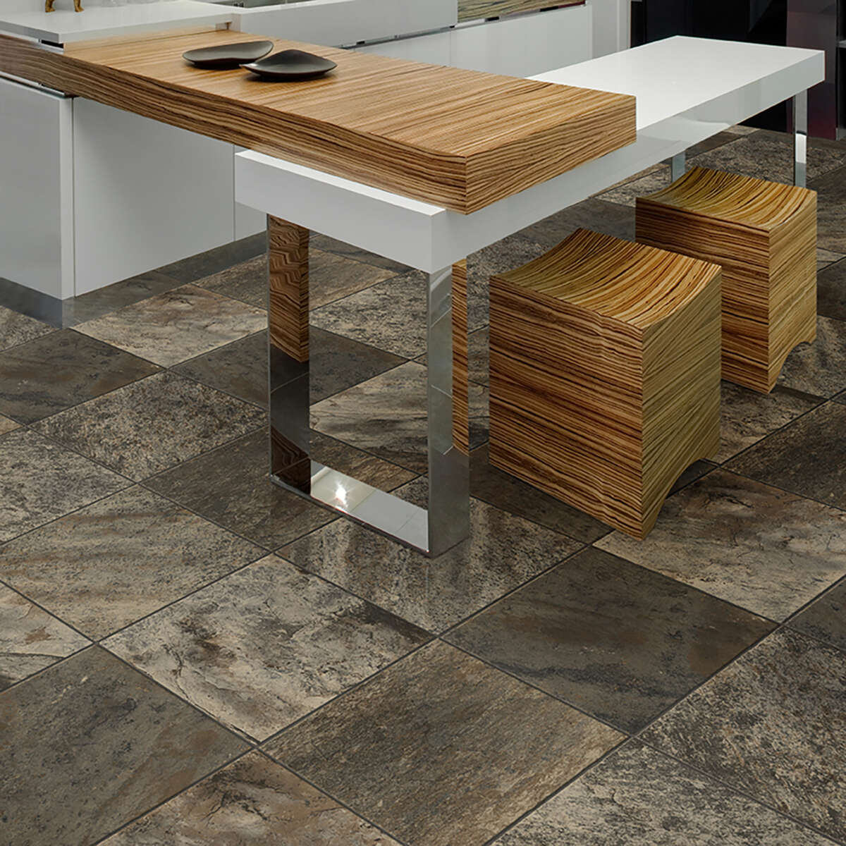 Congoleum (Sample) ArmorCore Pro UR Valley Path River Silt Waterproof Stone-Look Glue-Down Sheet Vinyl