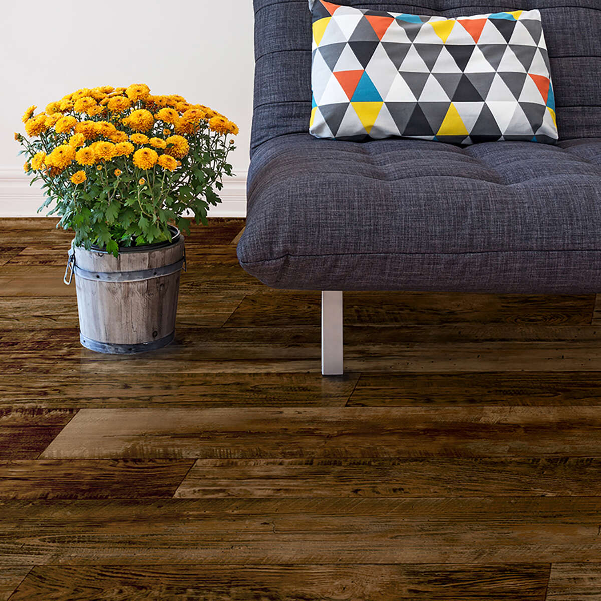 Congoleum ArmorCore Pro Farmhouse Timber Sheet Vinyl, 12-ft Width, Cut-to-Length, Honeycomb Wood-Look, Low-Gloss Finish
