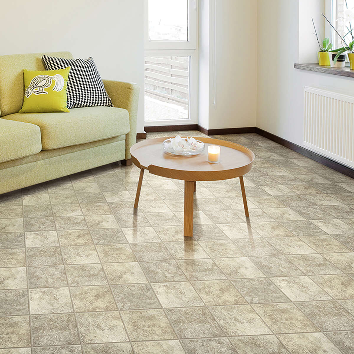 Congoleum ArmorCore Pro UR Contempo Sanddrift Tan 12-ft W Cut-to-Length Stone-Look Low-Gloss Sheet Vinyl Flooring