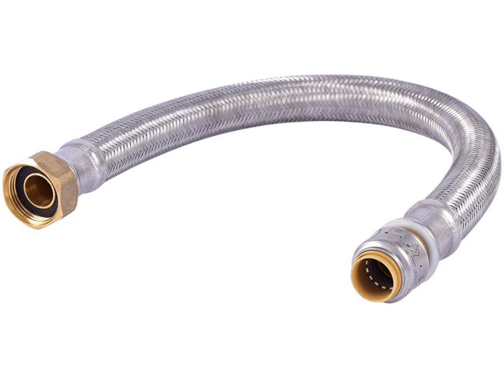 SharkBite 3/4 in. Push-to-Connect x FIP 18 in. Braided Stainless Steel Water Heater Connector with Integrated Ball Valve (2-Pack)