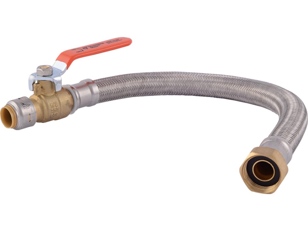 3/4 in. Push-to-Connect x 3/4 in. FIP x 18 in. Braided Stainless Steel Water Heater Connector with Integrated Ball Valve