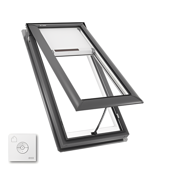 VELUX Manual Venting Deck Mount Skylight - White Solar Powered Shade