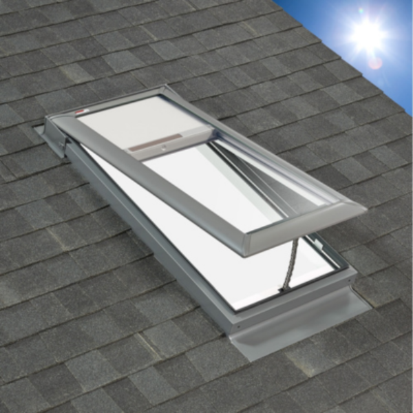 VELUX Manual Venting Deck Mount Skylight - White Solar Powered Shade image 4