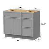 Vanity Art 15 in. W x 21 in. D x 32.5 in. H 3-Drawer Bath Vanity Cabinet Only in Sea Green