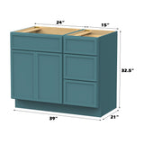 Vanity Art 15 in. W x 21 in. D x 32.5 in. H 3-Drawer Bath Vanity Cabinet (Cabinet Only) in White