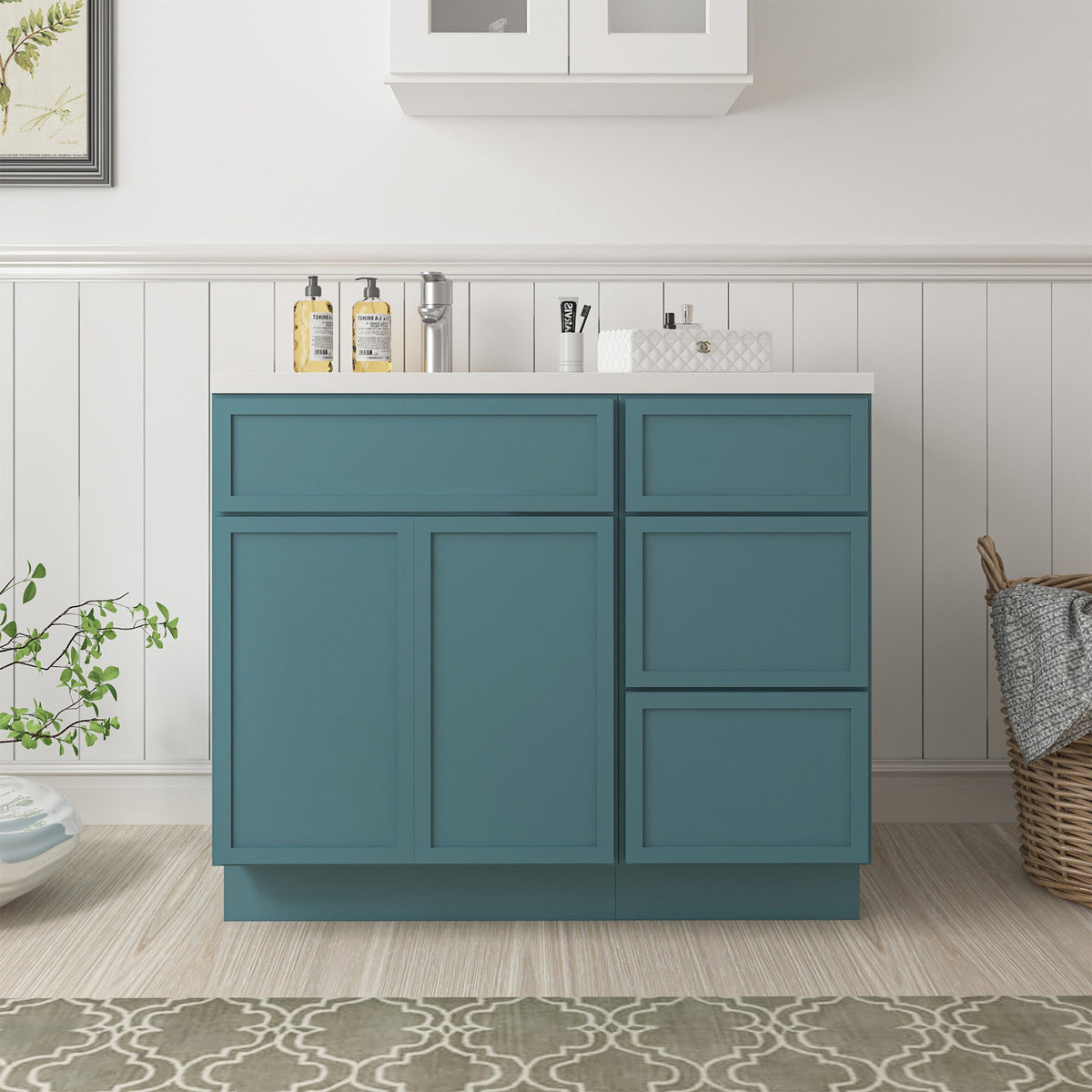 Vanity Art 15 in. W x 21 in. D x 32.5 in. H 3-Drawer Bath Vanity Cabinet Only in Sea Green