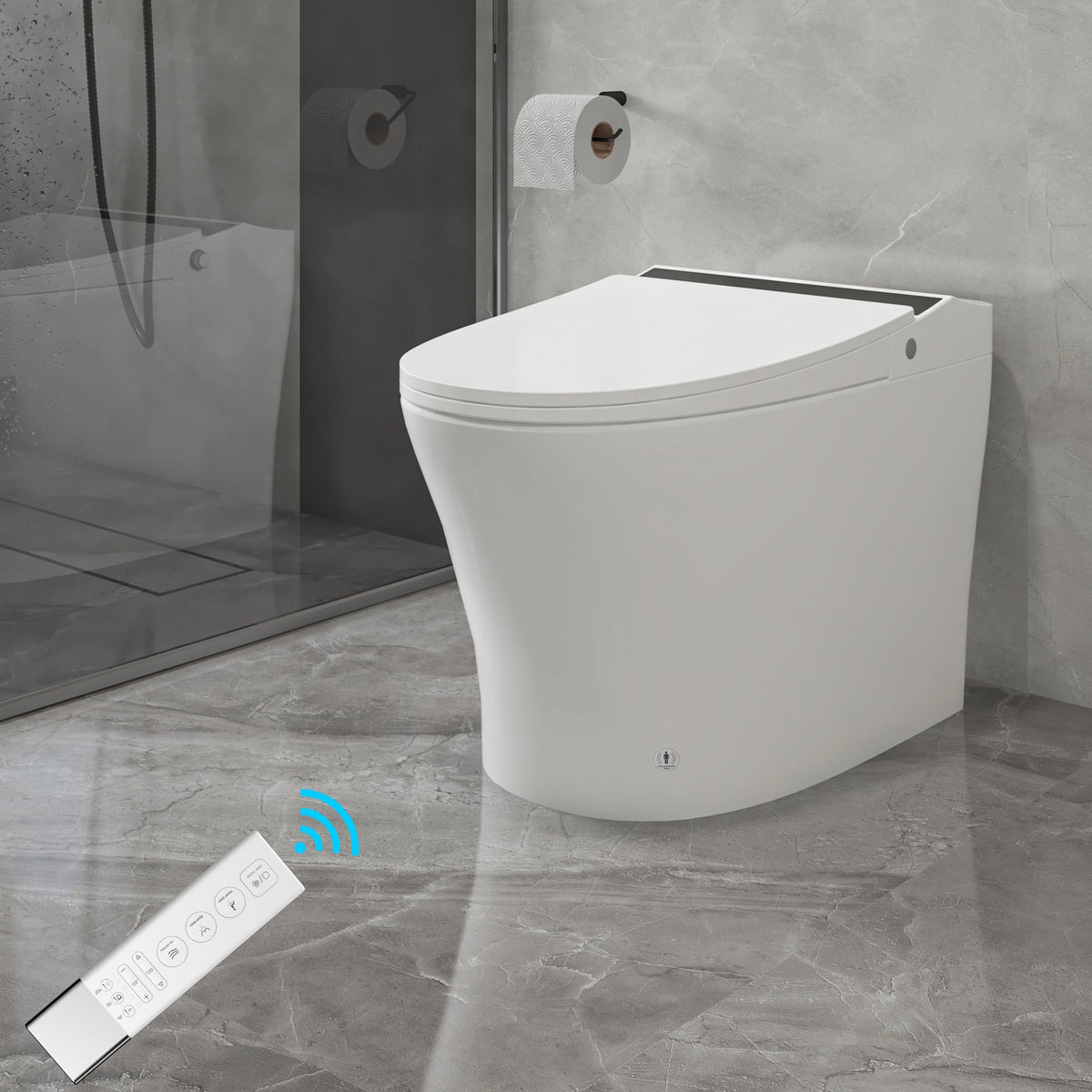 Vanity Art Elongated Smart Toilet Bidet, 1-Piece, 1.28 GPF, White, Auto Flush, Heated Seat, Air Drying, Remote Control, LED Display