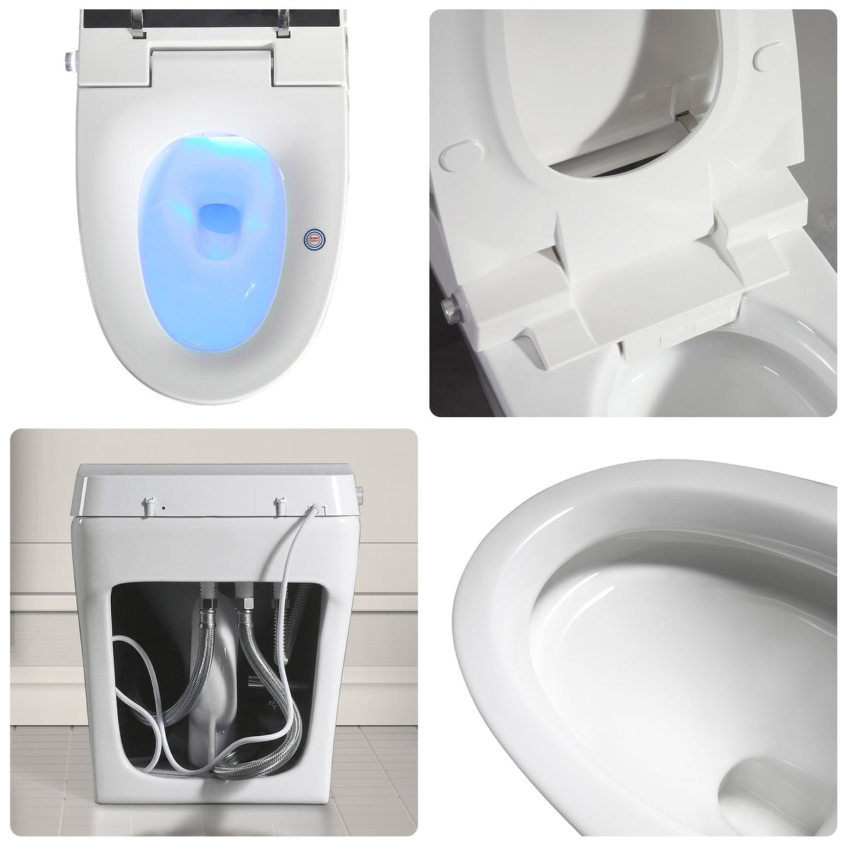 Vanity Art Elongated Smart Toilet Bidet, 1-Piece, 1.28 GPF, White, Auto Flush, Heated Seat, Air Drying, Remote Control, LED Display