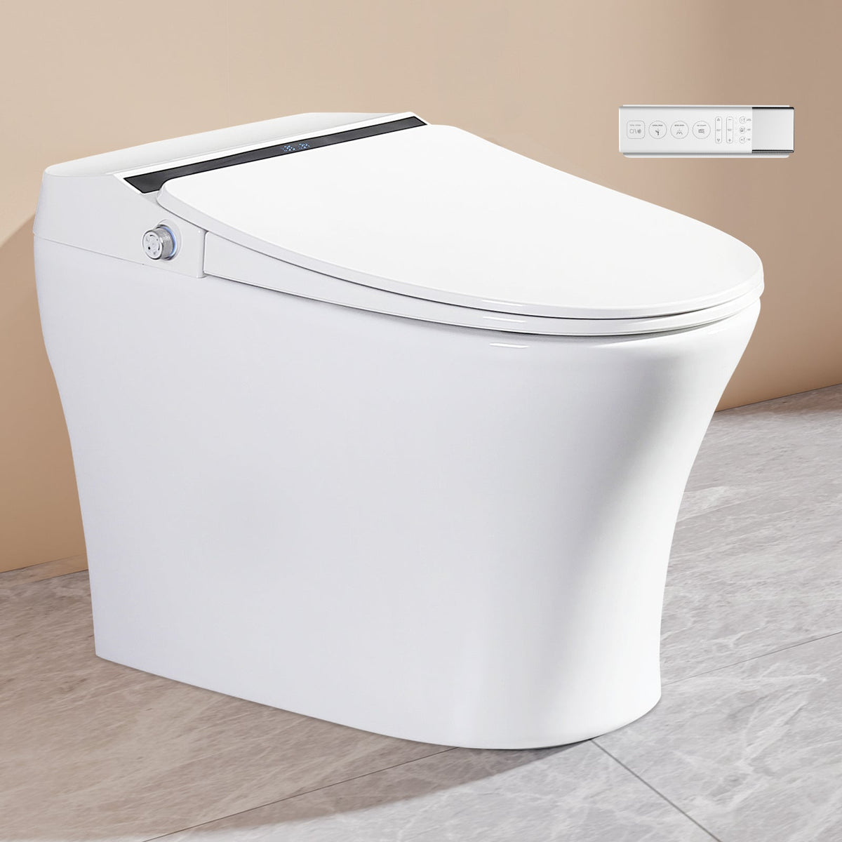 Vanity Art Elongated Smart Toilet Bidet, 1-Piece, 1.28 GPF, White, Auto Flush, Heated Seat, Air Drying, Remote Control, LED Display