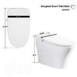 Vanity Art Elongated Smart Toilet Bidet, 1-Piece, 1.28 GPF, White, Auto Flush, Heated Seat, Air Drying, Remote Control, LED Display