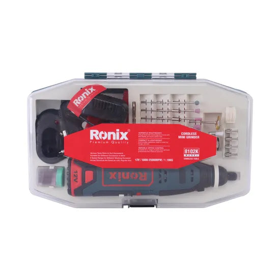 Ronix Variable Speed 12V Engraving Mini Cordless Grinder Machine Rotary Tools Kit