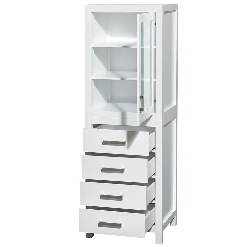 Wyndham Collection Sheffield 24-in W x 71.25-in H x 20-in D White Birch Freestanding Linen Cabinet