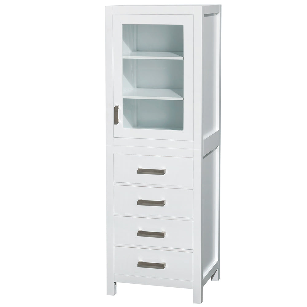 Wyndham Collection Sheffield 24-in W x 71.25-in H x 20-in D White Birch Freestanding Linen Cabinet