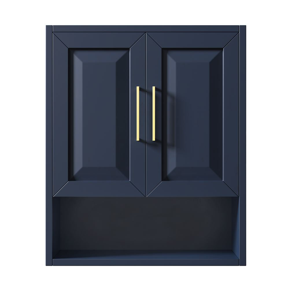 Wyndham Collection Daria 25"W x 9"D Dark Blue Over-the-Toilet Wall Storage Cabinet