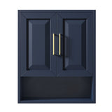 Wyndham Collection Daria 25"W x 9"D Dark Blue Over-the-Toilet Wall Storage Cabinet