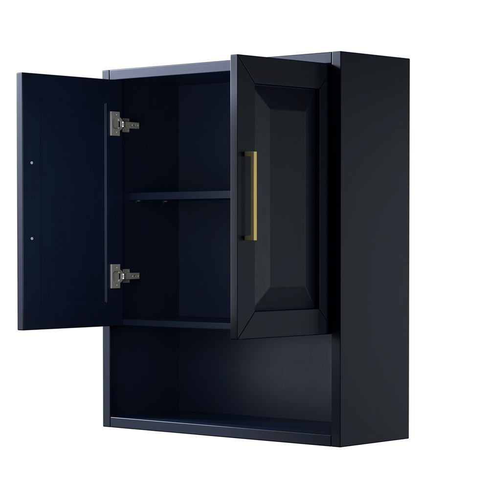 Wyndham Collection Daria 25"W x 9"D Dark Blue Over-the-Toilet Wall Storage Cabinet