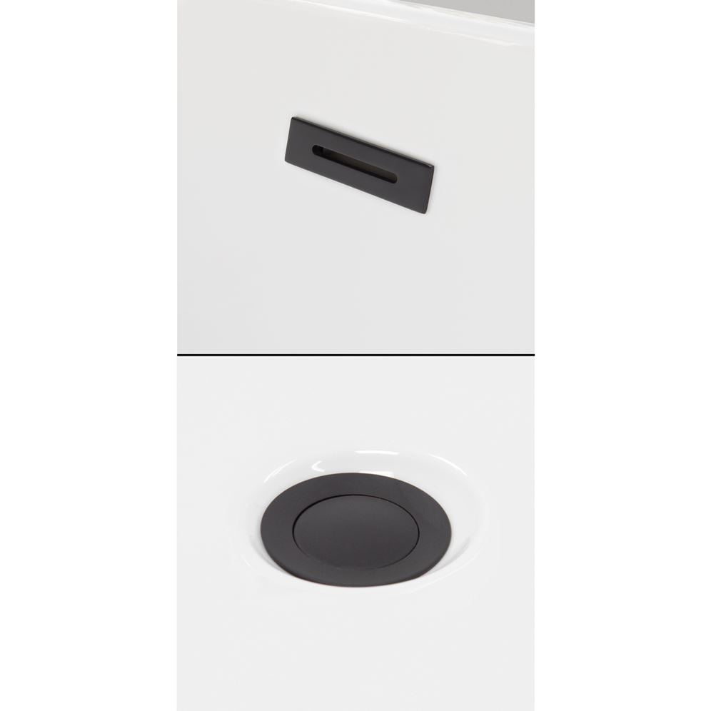 Wyndham Collection Rebecca 65 in. Acrylic Flatbottom Freestanding Soaking Bathtub, White with Matte Black Trim