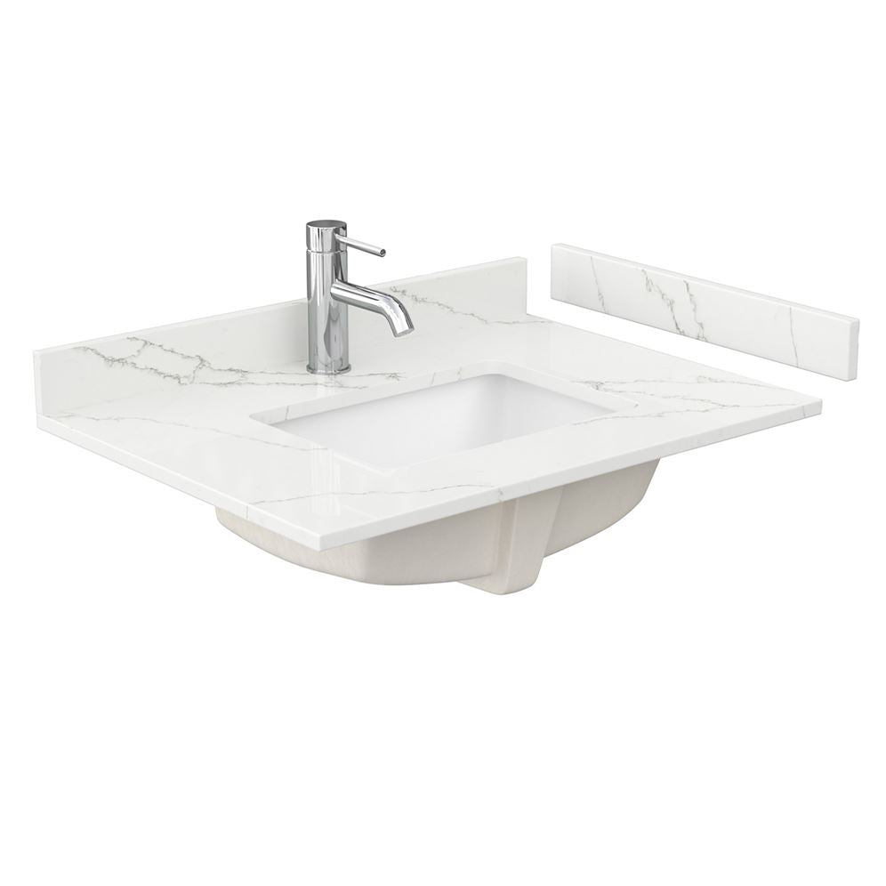 Wyndham Collection Beckett 30" Dark Blue Bathroom Vanity with Carrara Cultured Marble Top