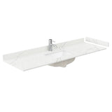 Wyndham Collection 66 in. Quartz White Single Sink Bathroom Vanity Top in Giotto